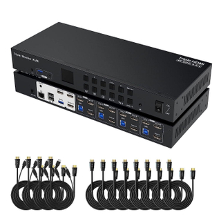 O interruptor personalizado 3 de USB 3,0 HDMI KVM monitora 4 computadores 4K@60Hz