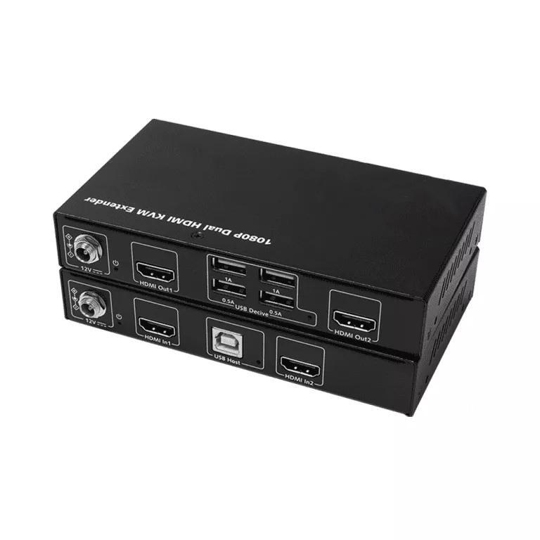 Extensor KVM de monitor duplo 1080P